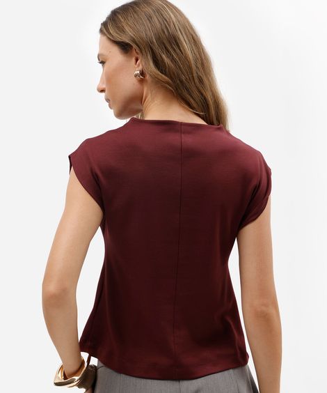 blusa muscle feminina decote redondo vinho