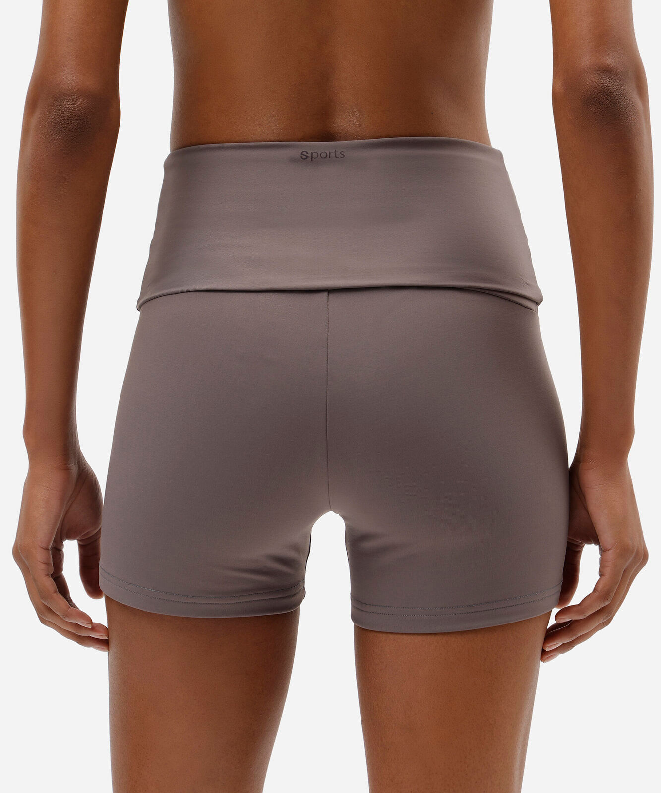 short esportivo feminino cós dobrável cinza