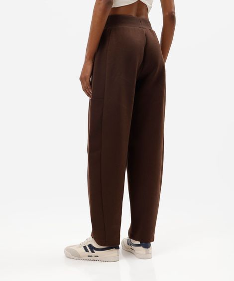 calça barrel feminina de moletom esportiva marrom