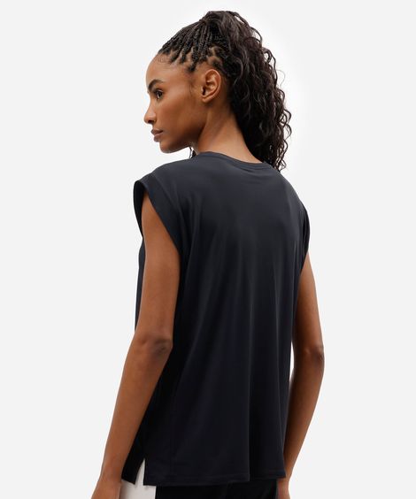 blusa muscle tee feminina esportiva preta