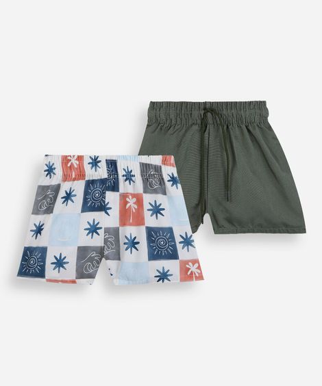kit de 2 shorts infantil summer - multicor
