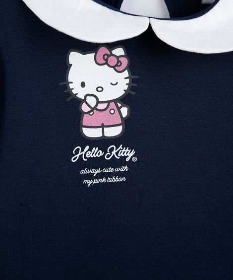blusão infantil de moletom com gola hello kitty azul
