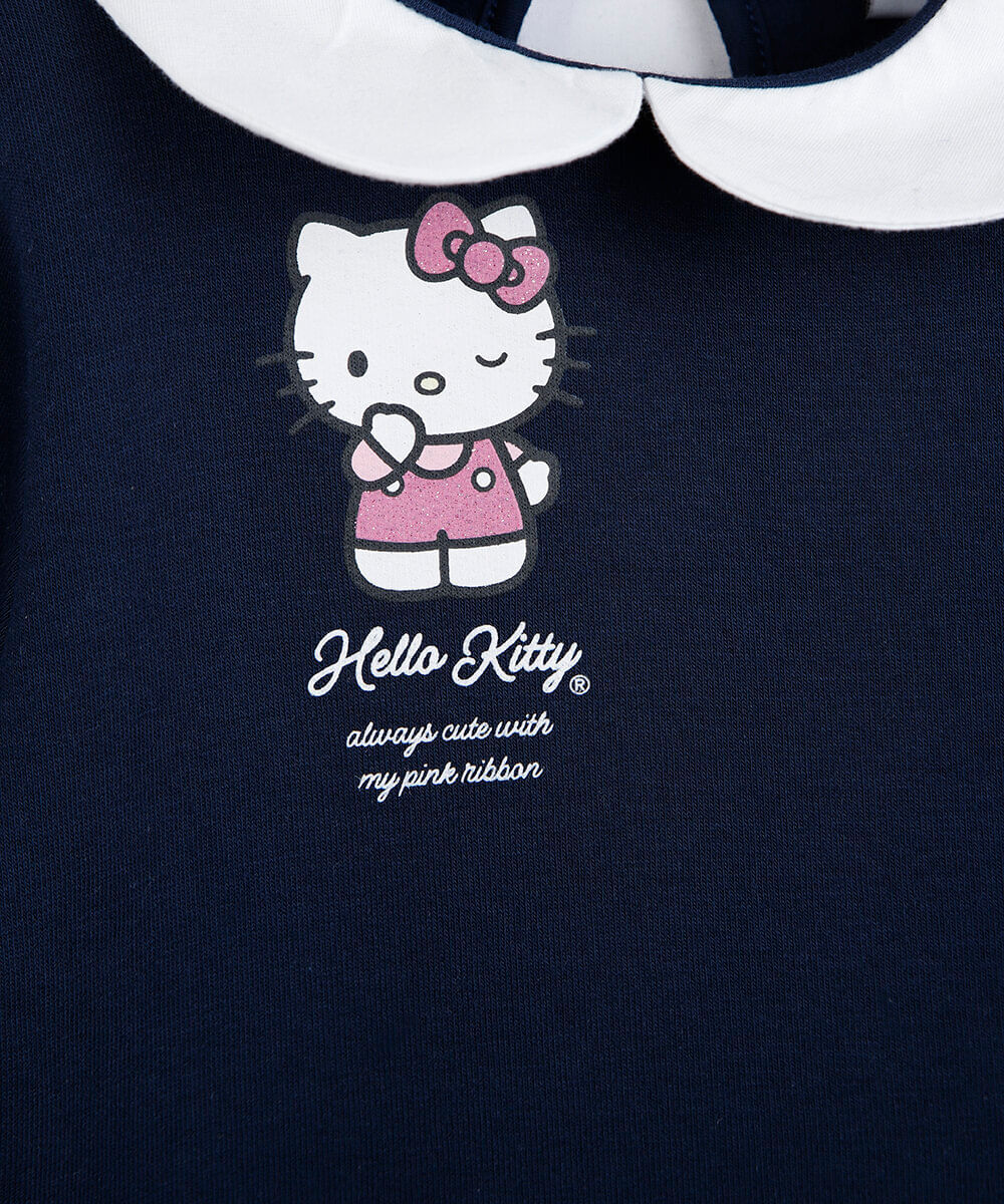 blusão infantil de moletom com gola hello kitty azul