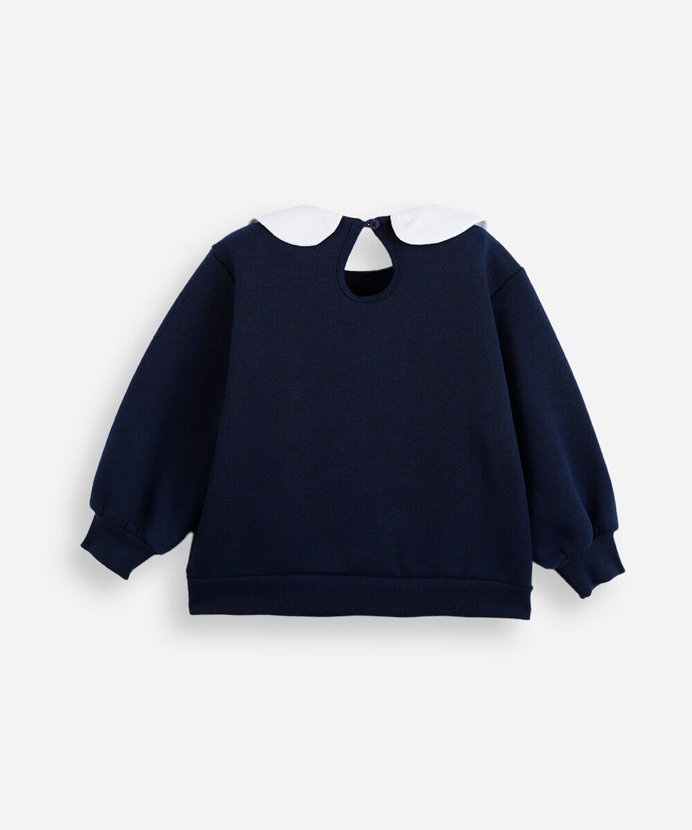 blusão infantil de moletom com gola hello kitty azul