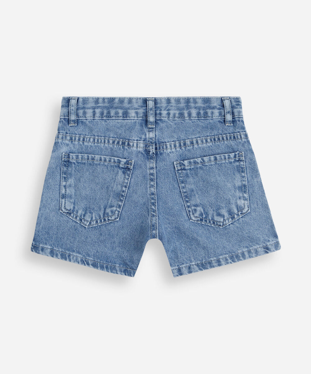short infantil jeans hello kitty azul