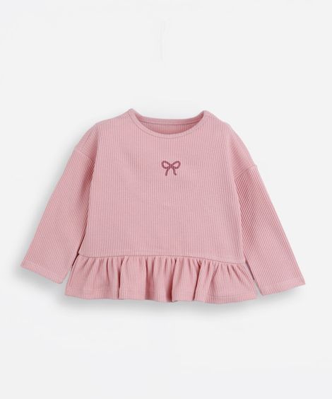 blusa infantil de algodão lacinho rosa
