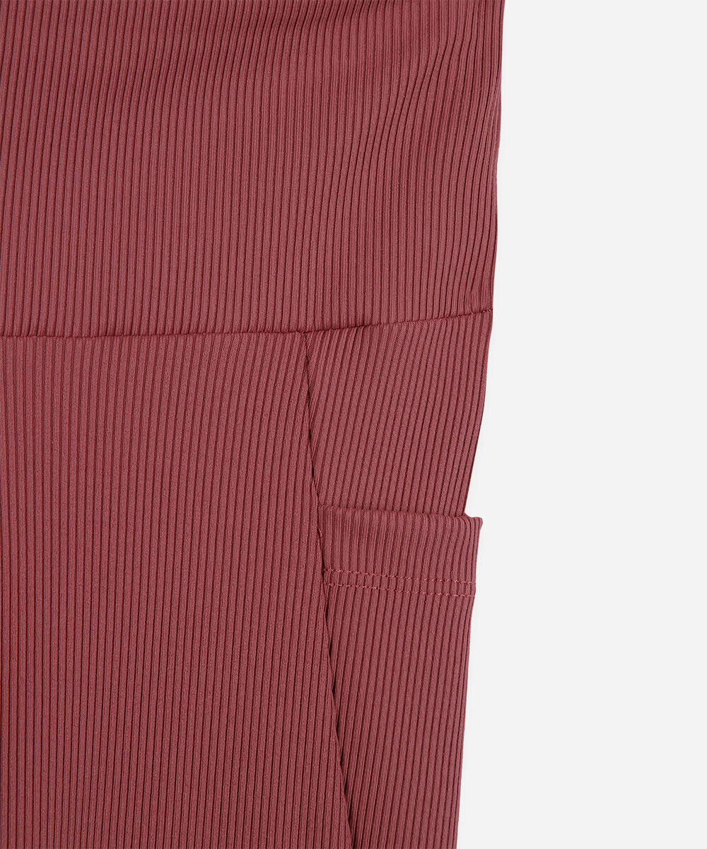 calça legging infantil canelada com bolso vinho