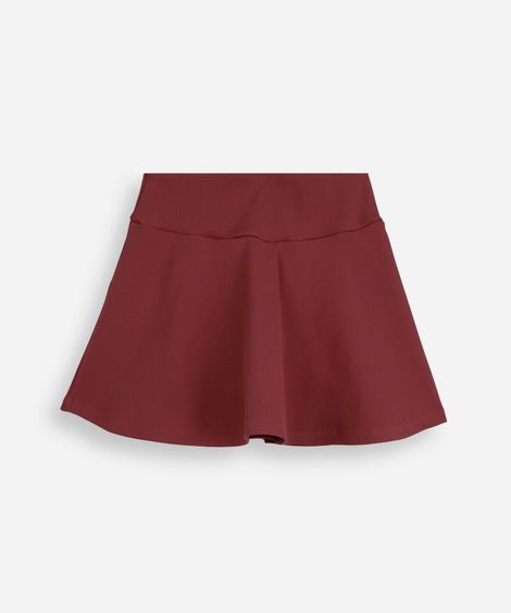 short saia infantil esportivo canelado vinho