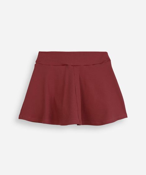 short saia infantil esportivo canelado vinho