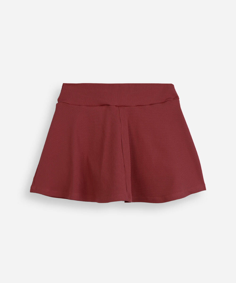 short saia infantil esportivo canelado vinho