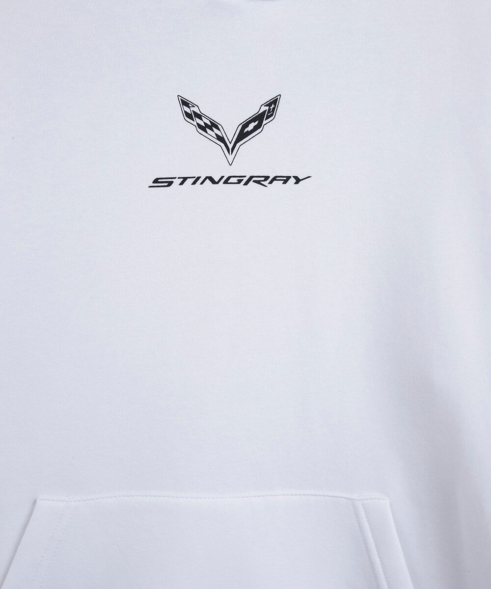 blusão juvenil de moletom corvette com capuz  off white