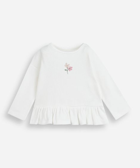 blusa infantil de algodão florzinha off white