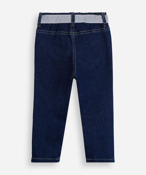 calça skinny infantil jeans com faixa azul