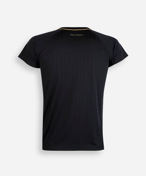 camiseta juvenil manga curta real madri preta