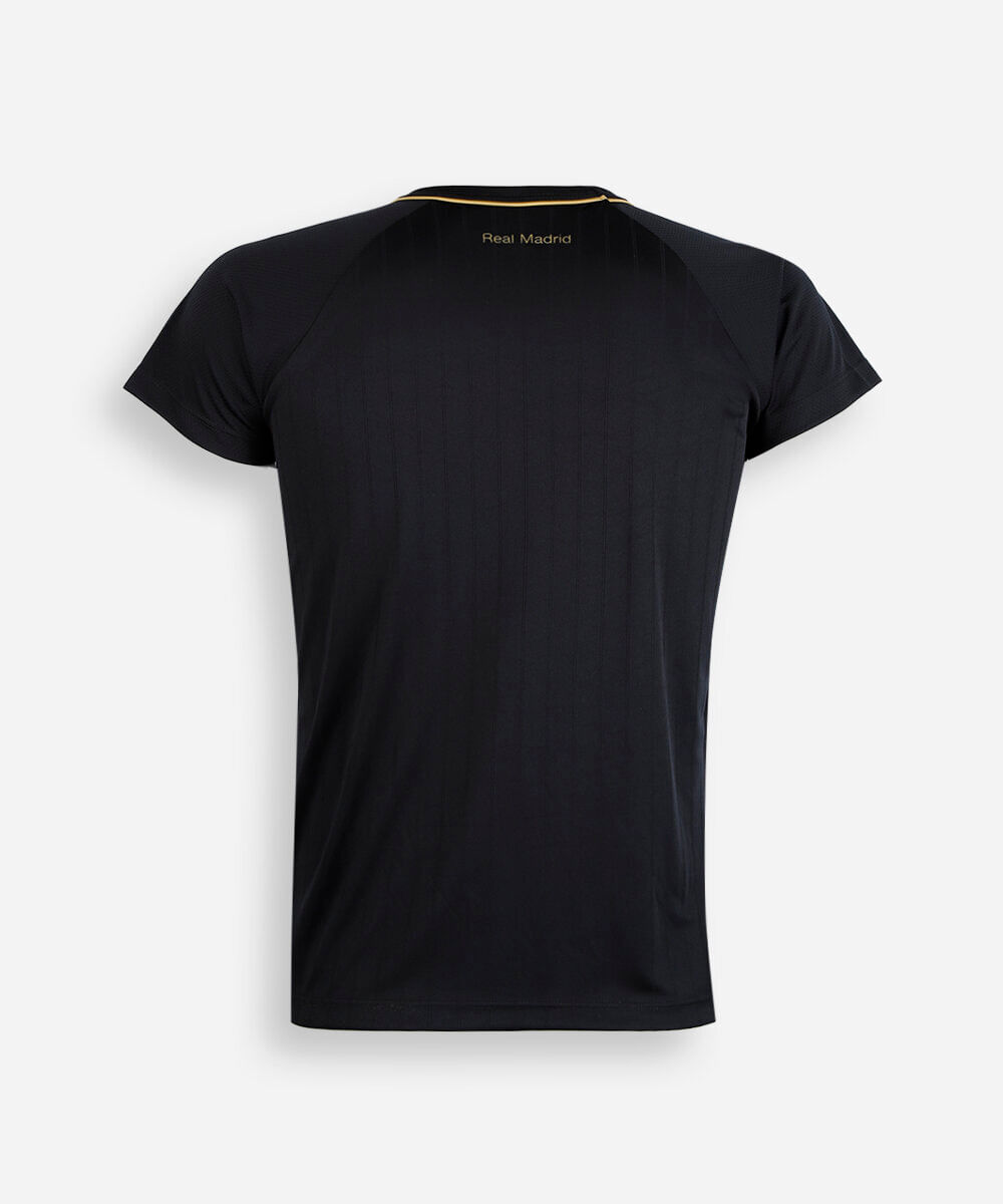 camiseta juvenil manga curta real madri preta