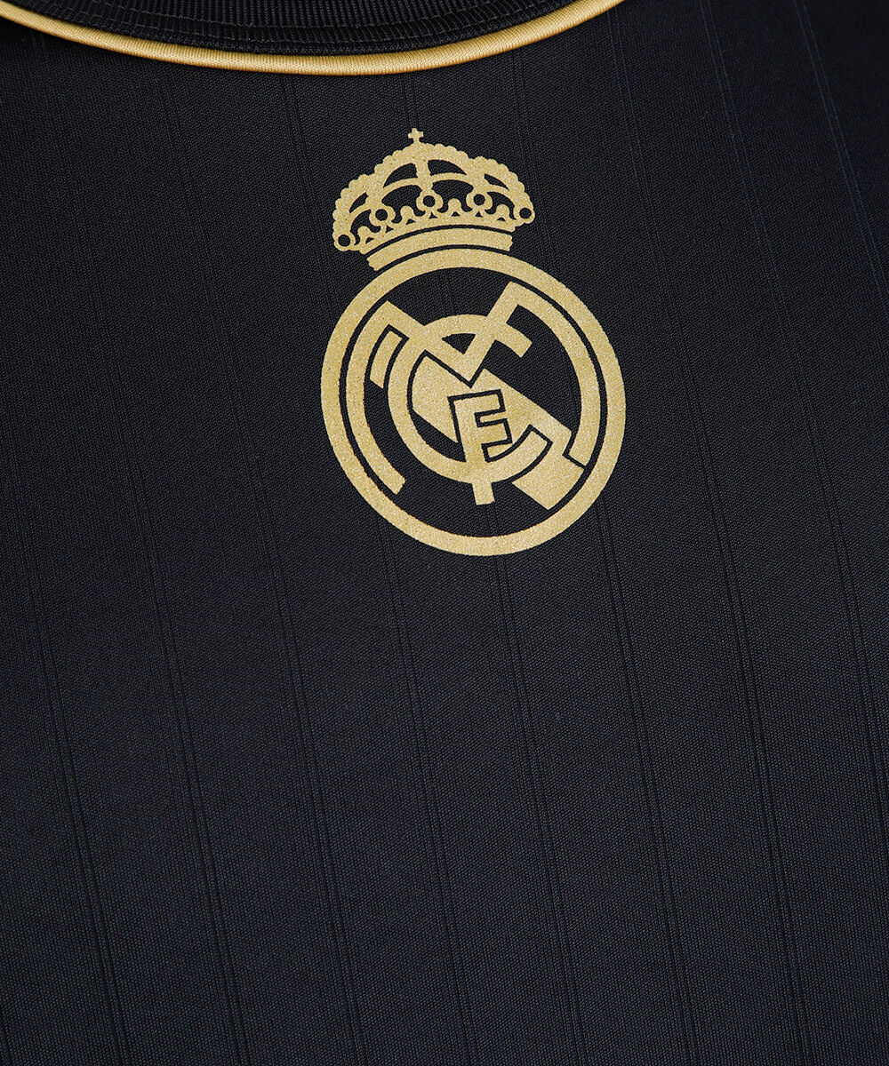 camiseta juvenil manga curta real madri preta