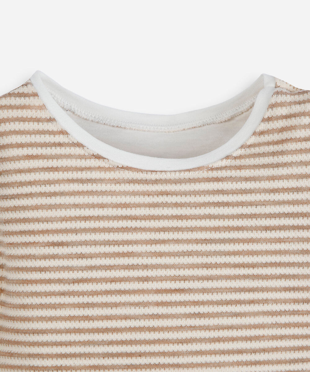 blusa infantil com sobreposição listrada  off white