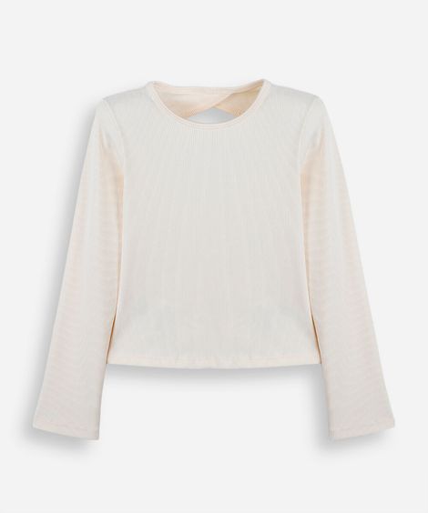 blusa infantil canelada com abertura off white