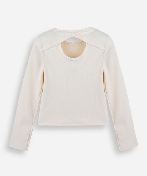 blusa infantil canelada com abertura off white