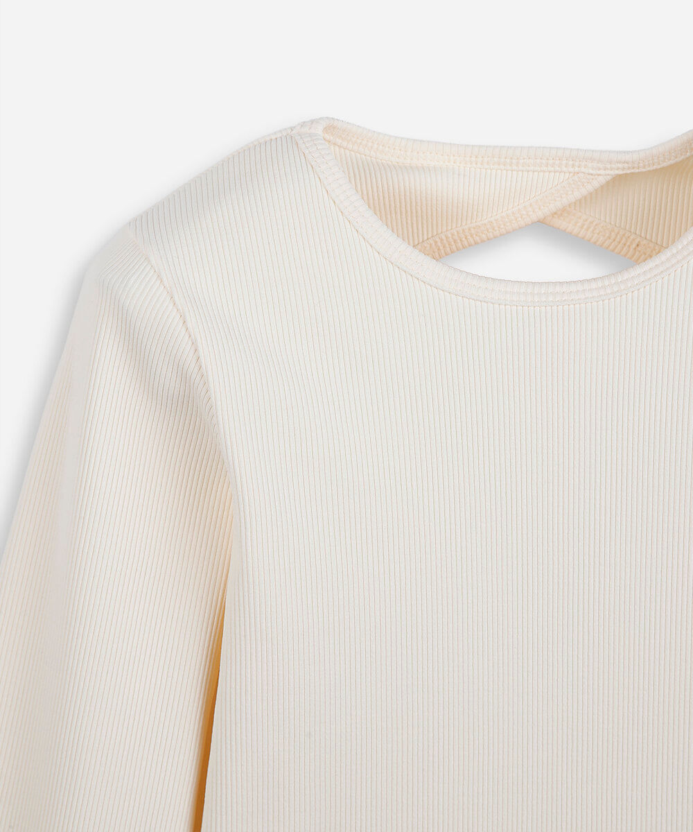 blusa infantil canelada com abertura off white