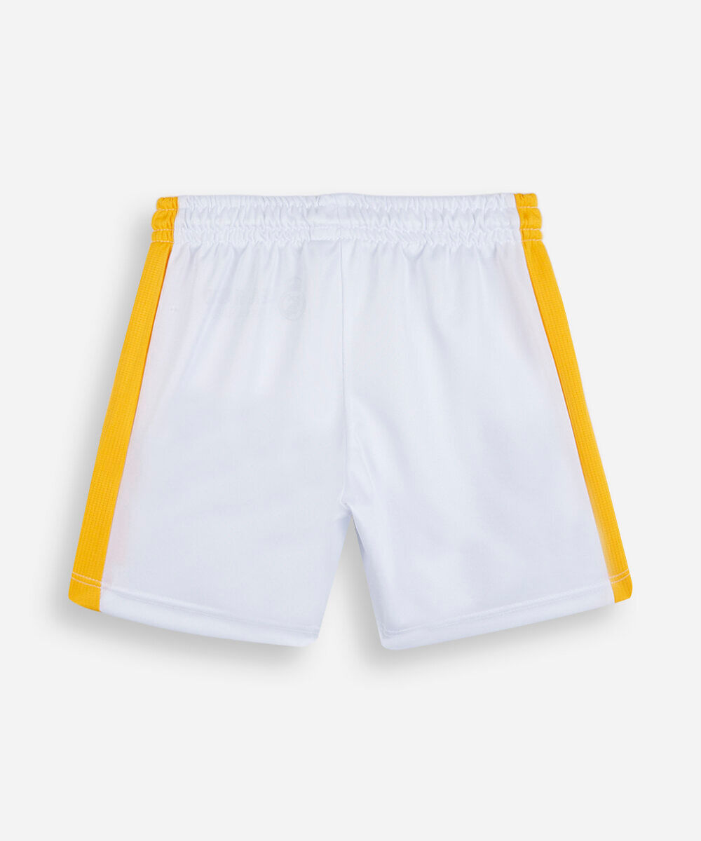 short esportivo infantil com recorte real madri off white