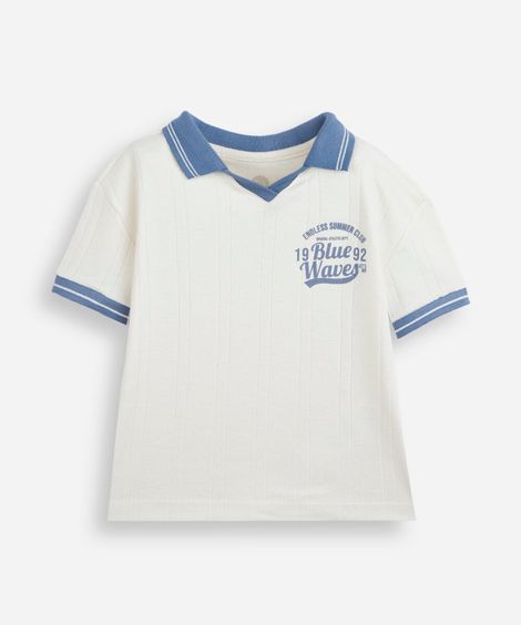 polo infantil manga curta esporte off white