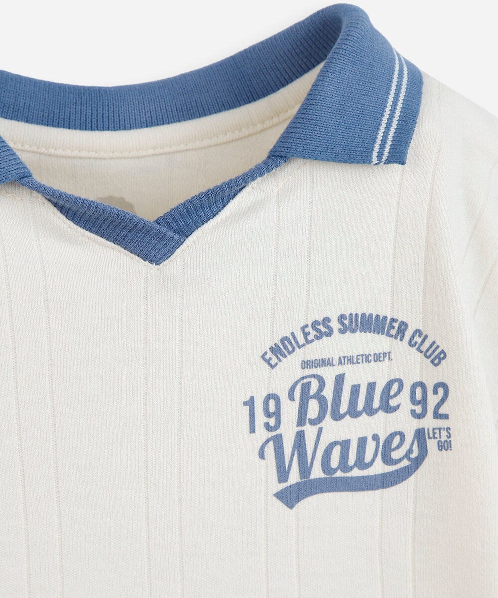 polo infantil manga curta esporte off white