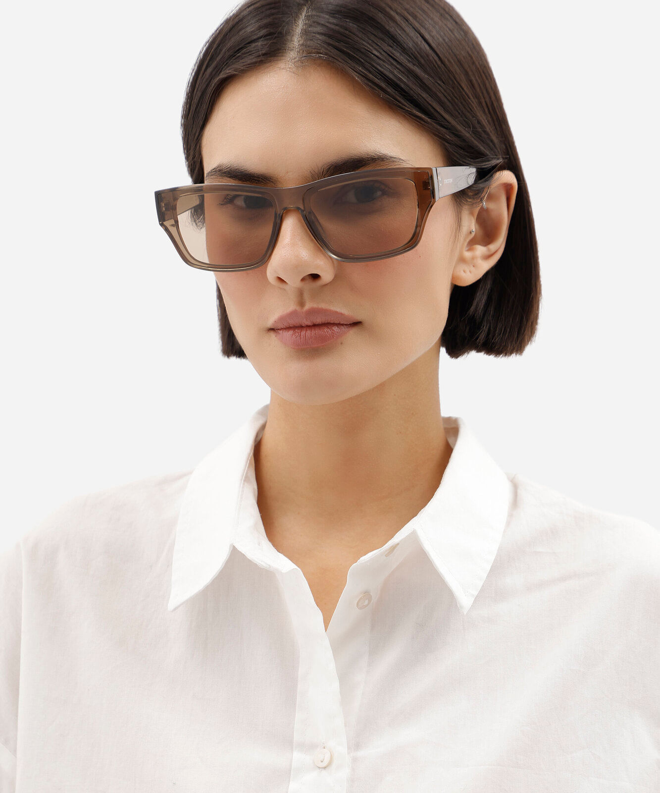 óculos de sol feminino quadrado de acetato triton cinza