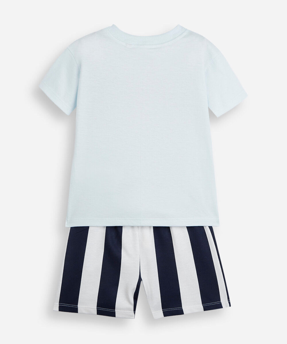 conjunto curto infantil de algodão estampado azul