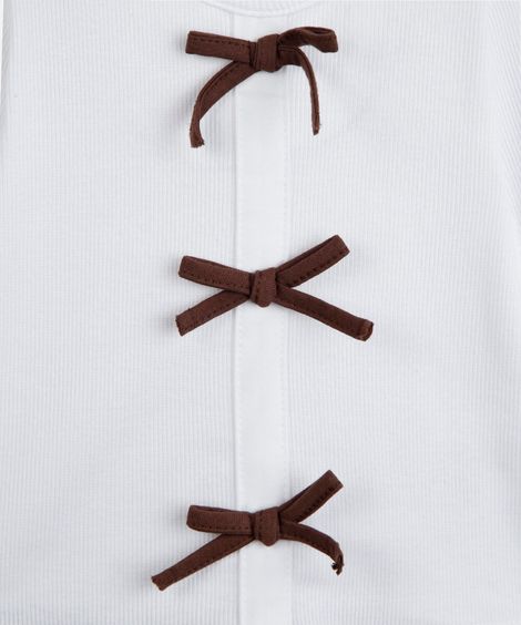 conjunto longo infantil com laços floral off white