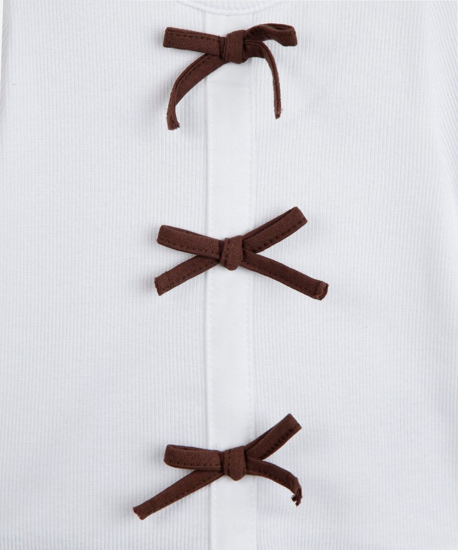 conjunto longo infantil com laços floral off white