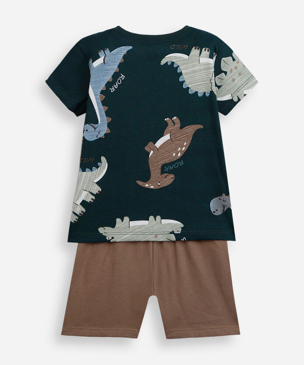 conjunto curto infantil de algodão dino colorido