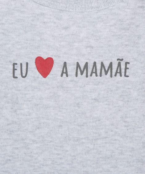 body infantil de algodão manga curta estampado cinza