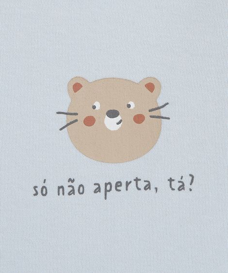 body infantil de algodão manga curta estampado azul