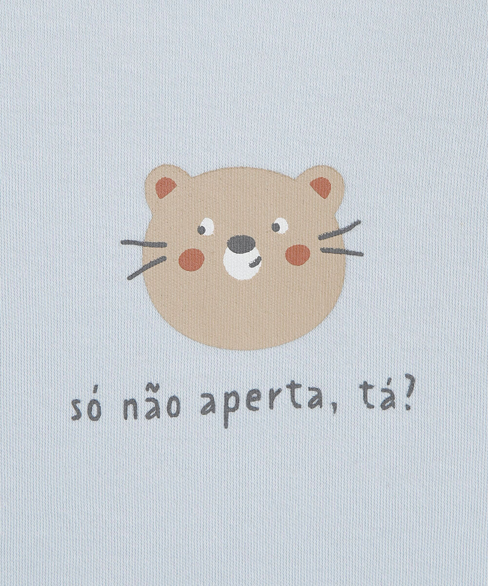 body infantil de algodão manga curta estampado azul
