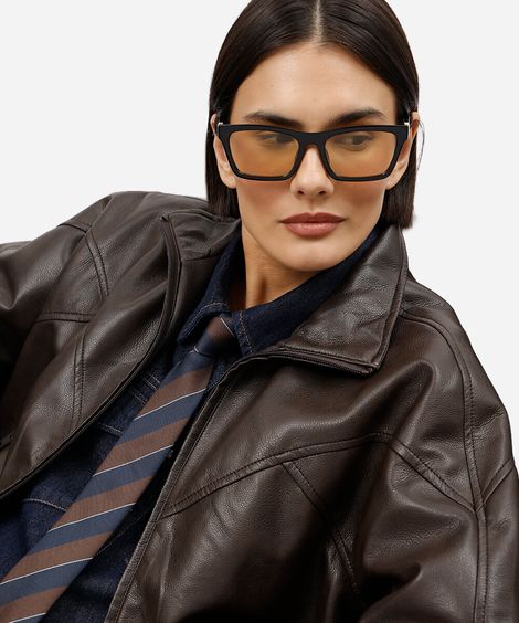 óculos de sol feminino quadrado de acetato triton preto
