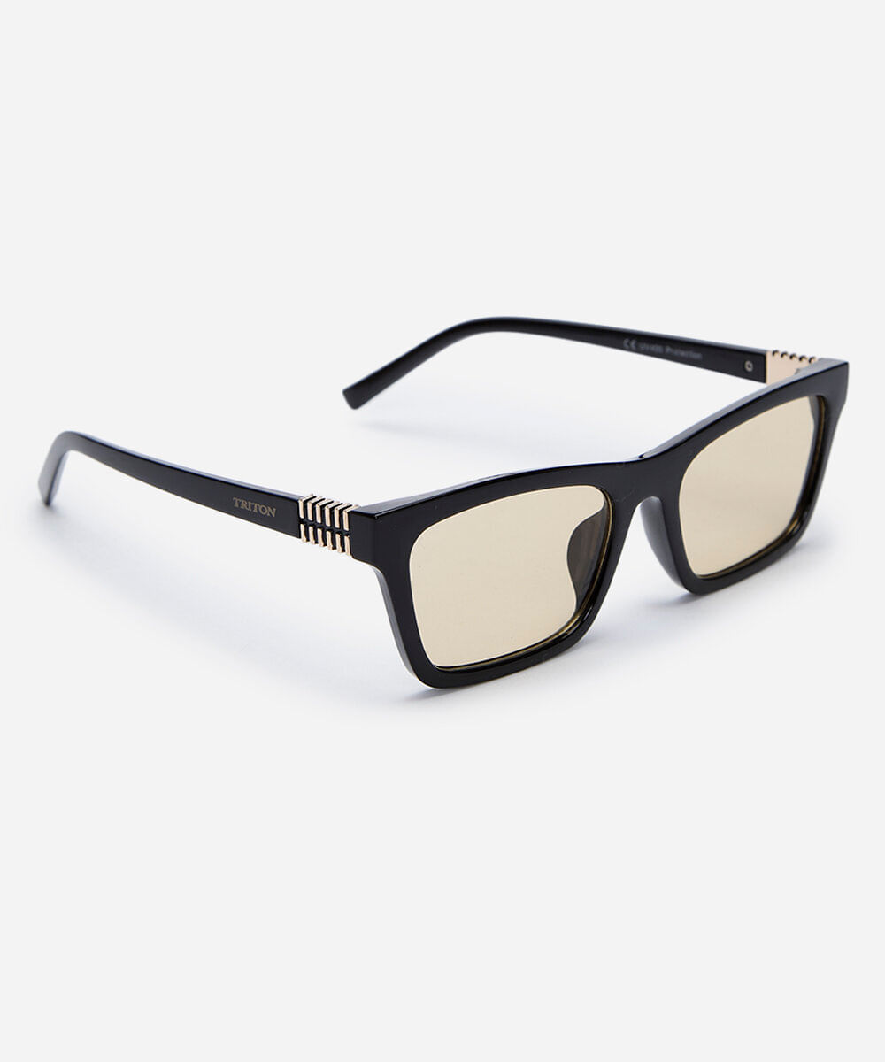 óculos de sol feminino quadrado de acetato triton preto