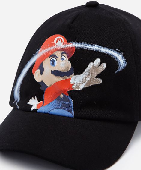 boné aba curva infantil de sarja mario bros preto