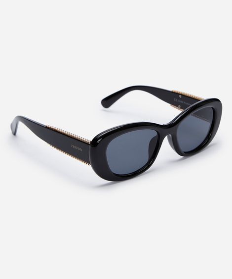 óculos de sol feminino gatinho de acetato triton preto