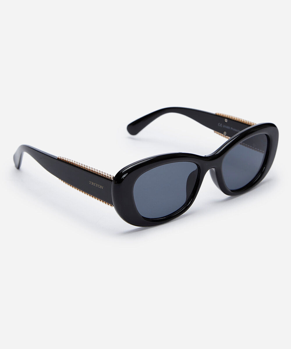 óculos de sol feminino gatinho de acetato triton preto