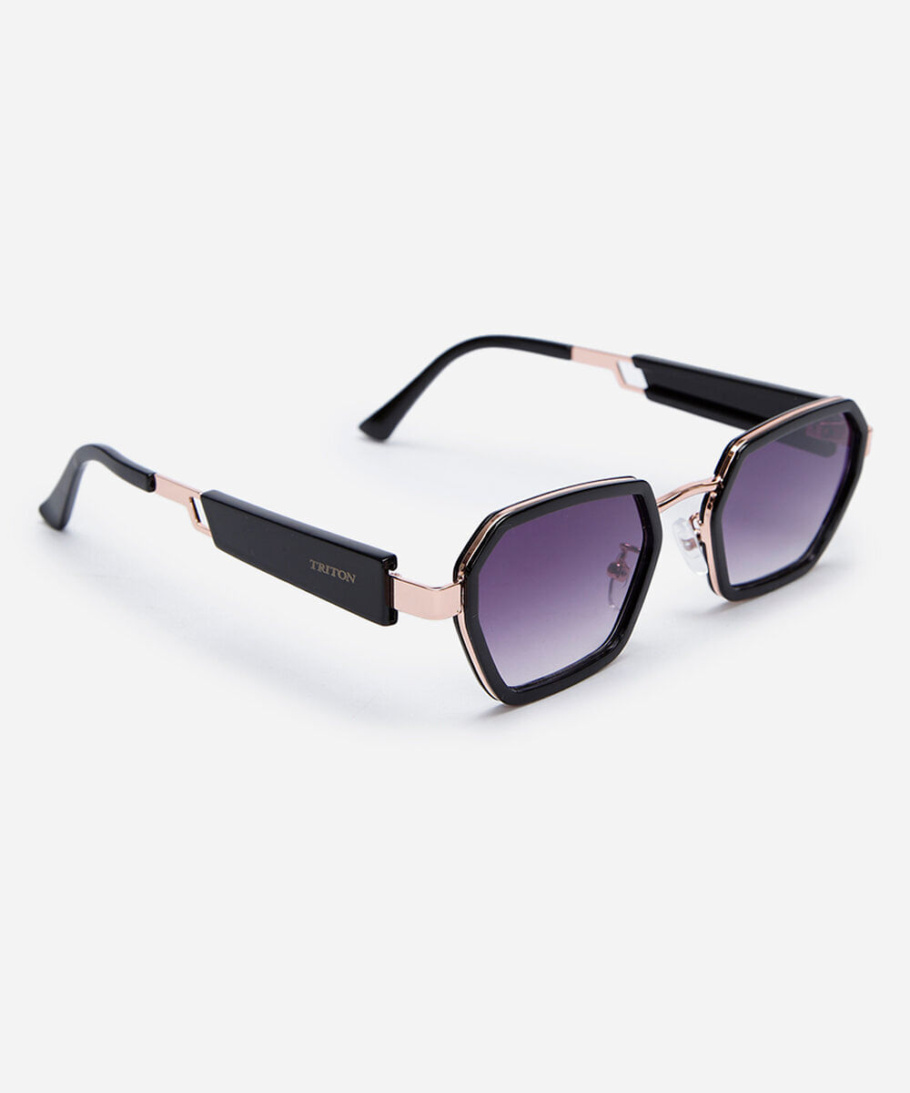 óculos de sol feminino oval de metal triton dourado