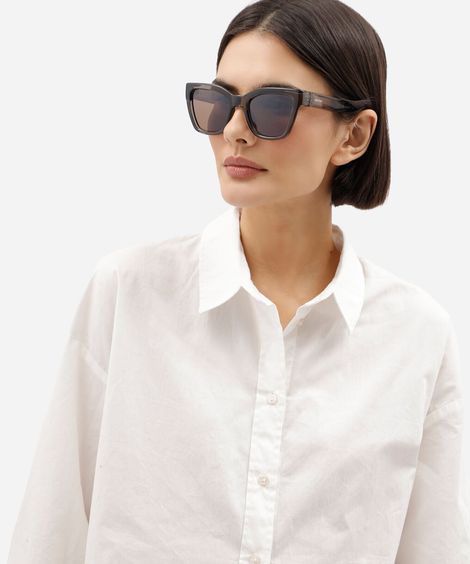 óculos de sol feminino quadrado de acetato triton cinza