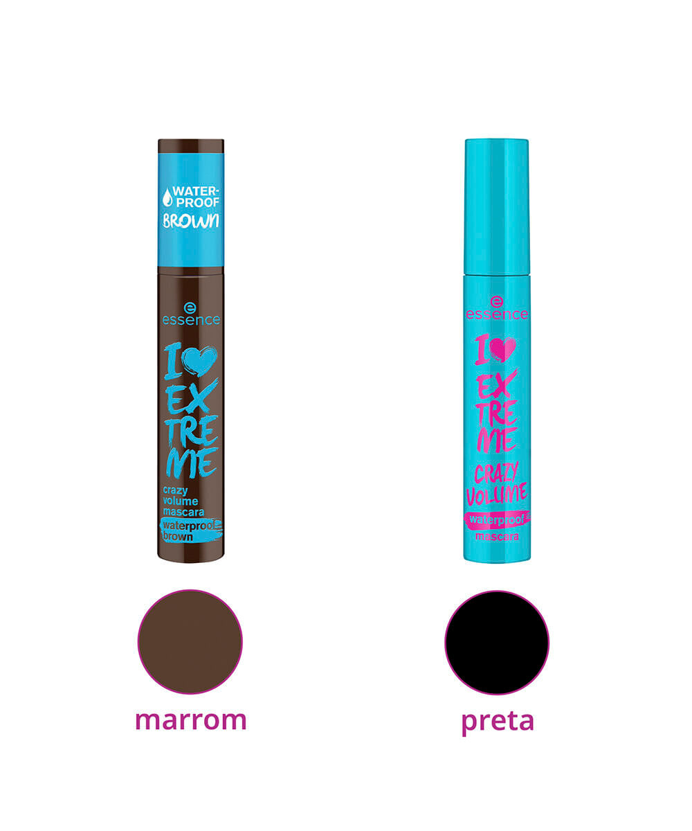máscara de cílios essence i love extreme crazy volume á prova d água marrom