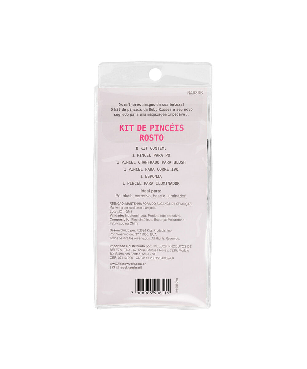 kit de pincéis ruby kisses para rosto