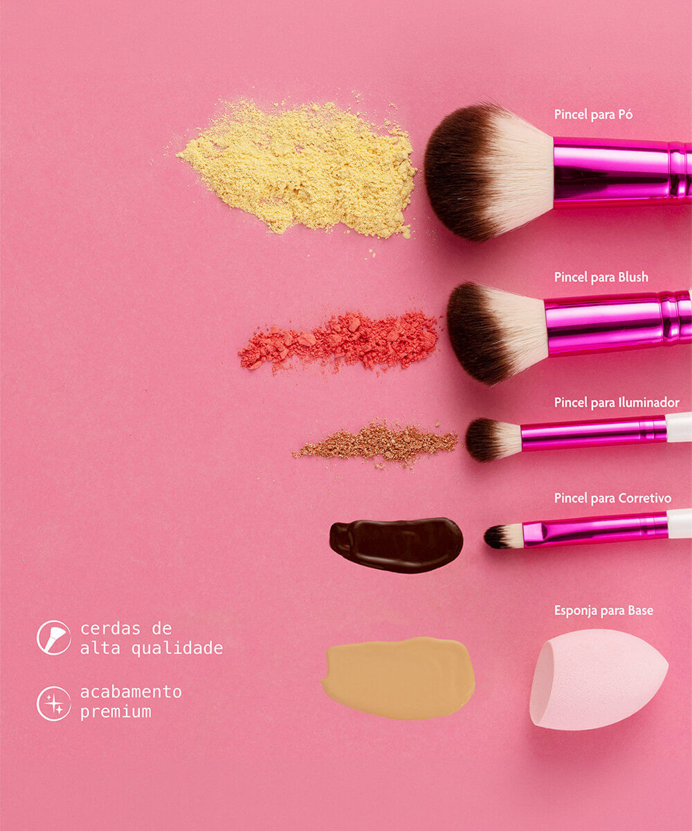 kit de pincéis ruby kisses para rosto