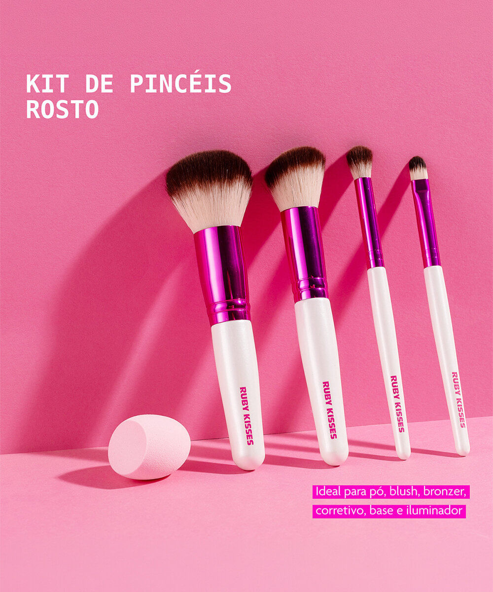kit de pincéis ruby kisses para rosto