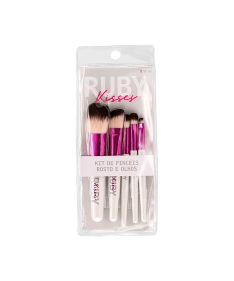 kit de pincéis ruby kisses para rosto e olhos