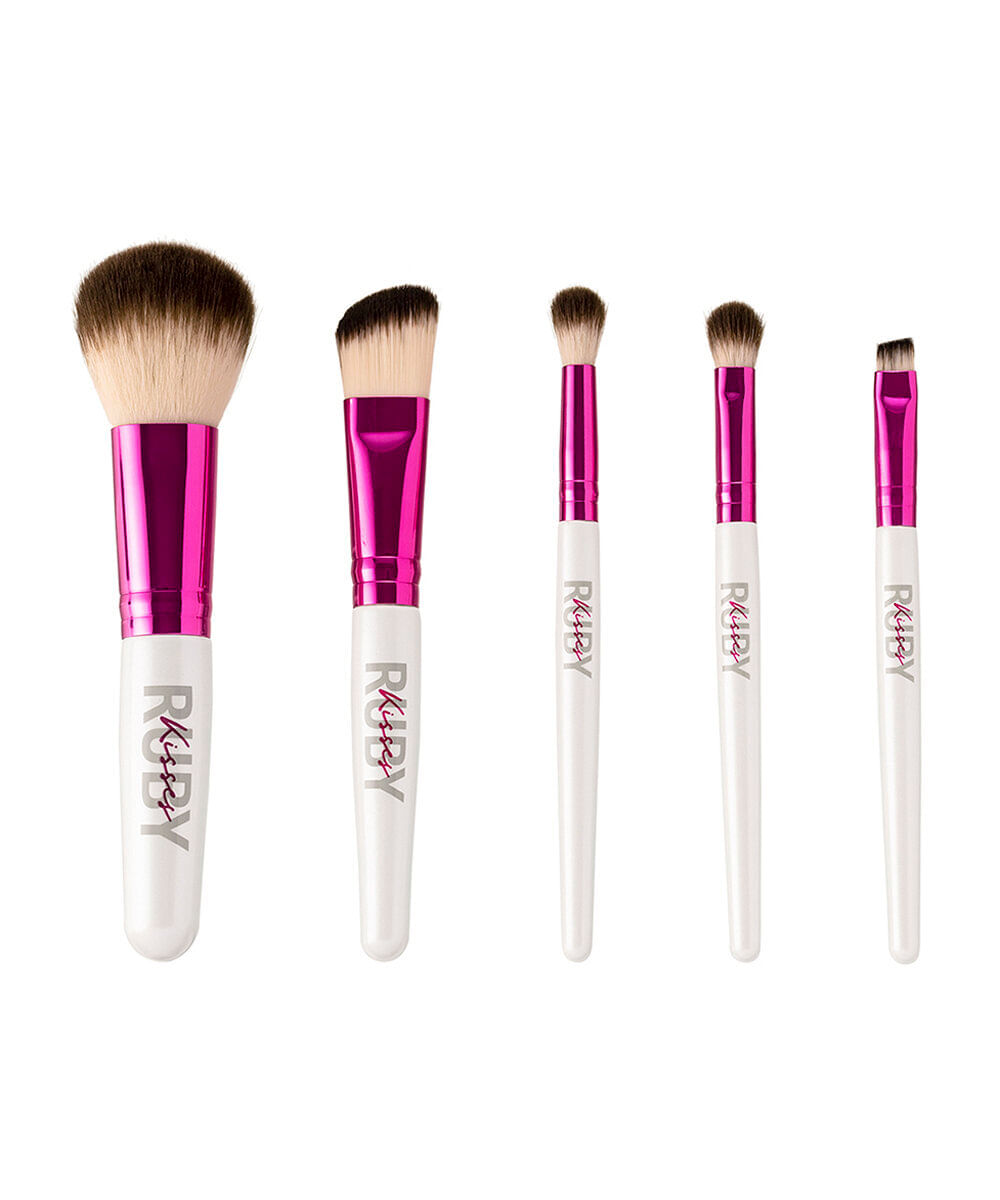 kit de pincéis ruby kisses para rosto e olhos