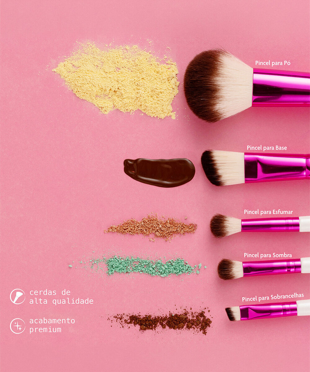 kit de pincéis ruby kisses para rosto e olhos
