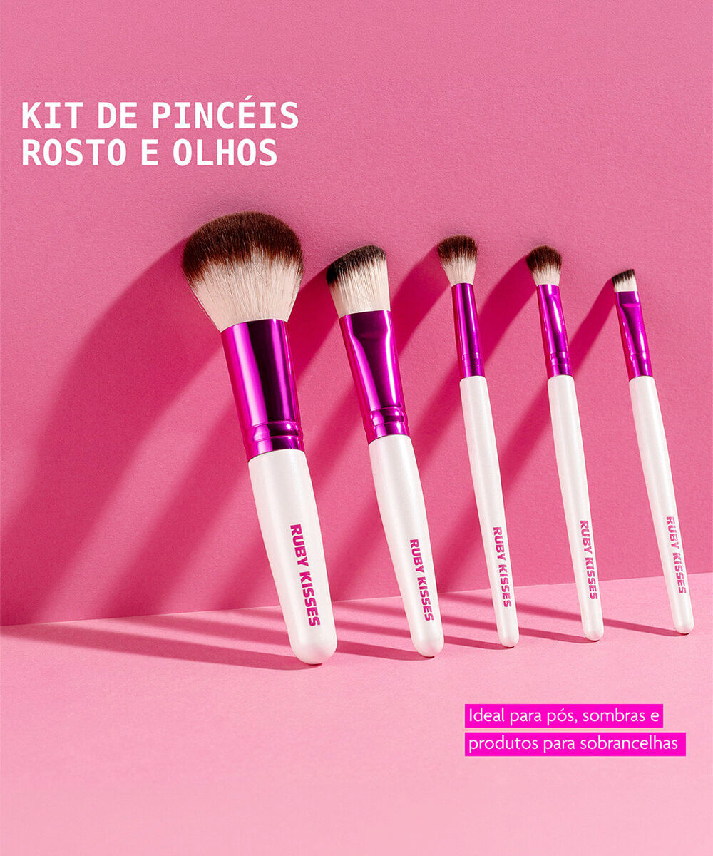 kit de pincéis ruby kisses para rosto e olhos